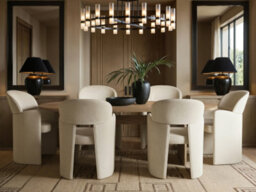 Solace+Co Varm And Estella Oak Extendable Dining Table With Velvet Chairs, Table And 6 Chairs, Beige - thumbnail 1
