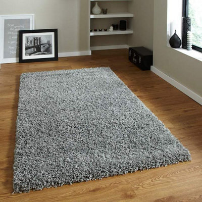 Prime Plus Light Grey 5Cm Pile Soft Shaggy Rugs Modern Area Rugs Bedroom Hall Rugs (80 X 150Cm) - image 1