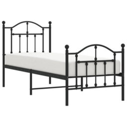 Berkfield Metal Bed Frame With Headboard And Footboard Black 75X190 Cm - thumbnail 3