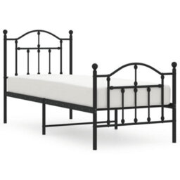 Berkfield Metal Bed Frame With Headboard And Footboard Black 75X190 Cm - thumbnail 2