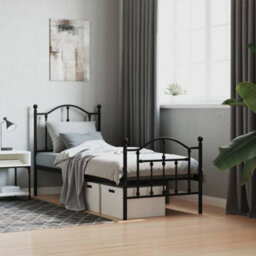 Berkfield Metal Bed Frame With Headboard And Footboard Black 75X190 Cm - thumbnail 1