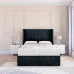 "Sloomy Falcon Black Naples 3Ft Ottoman Bed End Opening With Sprung Memory Mattress & 54"" Headboard-Single" - thumbnail 2