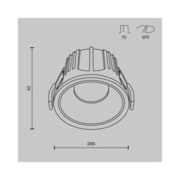 Luminosa Lighting Luminosa Alfa Led Round Recessed Downlight White And Black 2700K 750Lm - thumbnail 2