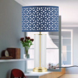 First Choice Lighting Aura - Satin Brass Table Lamp With Navy Blue Cut Out Shade - thumbnail 7