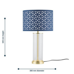 First Choice Lighting Aura - Satin Brass Table Lamp With Navy Blue Cut Out Shade - thumbnail 8