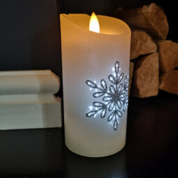 Samuel Alexander 15Cm Battery Operated Glitter Snowflake Dancing Led Candle Christmas Decoration With Round Lines - thumbnail 4