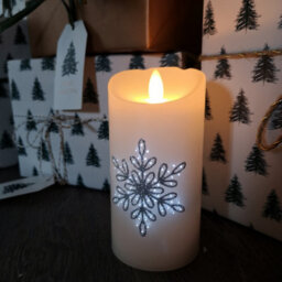 Samuel Alexander 15Cm Battery Operated Glitter Snowflake Dancing Led Candle Christmas Decoration With Round Lines - thumbnail 1