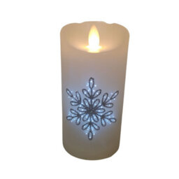 Samuel Alexander 15Cm Battery Operated Glitter Snowflake Dancing Led Candle Christmas Decoration With Round Lines - thumbnail 2
