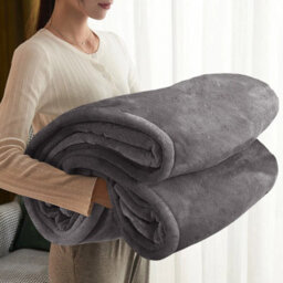 Ameha Fleece Plain Blanket, Lightweight & Reversible Throw For Travel, Bed & Sofa Blanket, Grey Single 130X150Cm - thumbnail 7