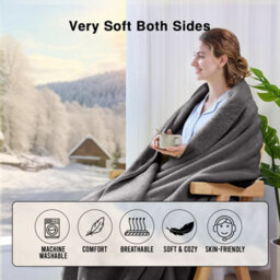 Ameha Fleece Plain Blanket, Lightweight & Reversible Throw For Travel, Bed & Sofa Blanket, Grey Single 130X150Cm - thumbnail 6
