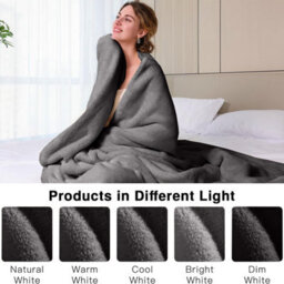 Ameha Fleece Plain Blanket, Lightweight & Reversible Throw For Travel, Bed & Sofa Blanket, Grey Single 130X150Cm - thumbnail 8