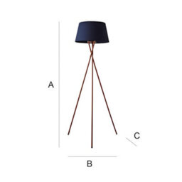 Valuelights Camden Copper Tripod Floor Lamp With Navy Tapered Shade - thumbnail 8