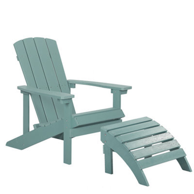 Beliani Garden Chair Adirondack With Footstool Turquoise - image 1