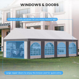 Outsunny 8 X 4M Party Tent, Marquee Gazebo With Sides, Windows And Double Doors - thumbnail 5