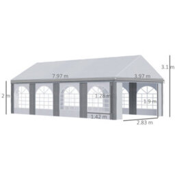 Outsunny 8 X 4M Party Tent, Marquee Gazebo With Sides, Windows And Double Doors - thumbnail 3
