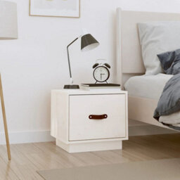 Berkfield Bedside Cabinet White 40X34X35 Cm Solid Wood Pine