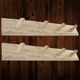Woodeedoo Set Of 2 Wooden Coat Hooks Wall Mounted 4 Pegs Each Natural Pine Unpainted Hook Racks Hanger Rail 37 X 6 X 5.5 Cm