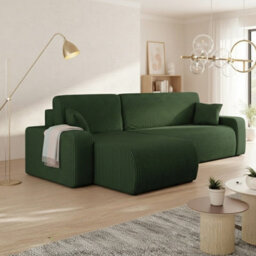 Piano L Modern Corduroy Corner Sofa Poso Soft Large Sofa Bed 130200 Dl Assist Lounge Furniture Green - thumbnail 1