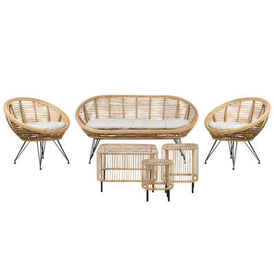 Beliani Garden Lounge Set With Table 4 Seater Maratea/cesenatico Rattan Natural - image 1