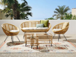 Beliani Garden Lounge Set With Table 4 Seater Maratea/cesenatico Rattan Natural - thumbnail 2
