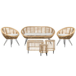 Beliani Garden Lounge Set With Table 4 Seater Maratea/cesenatico Rattan Natural - thumbnail 1