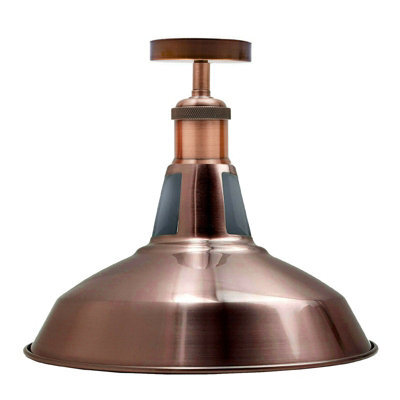 Vintage Semi Flush Mount Ceiling Light With E27 Base 30Cm Metal Shade For Kitchen, Living Room Copper Without Bulb - image 1