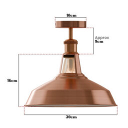 Vintage Semi Flush Mount Ceiling Light With E27 Base 30Cm Metal Shade For Kitchen, Living Room Copper Without Bulb - thumbnail 3
