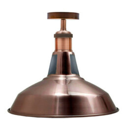 Vintage Semi Flush Mount Ceiling Light With E27 Base 30Cm Metal Shade For Kitchen, Living Room Copper Without Bulb - thumbnail 1