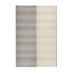 GoodHome Atomia Contemporary Panelled Without Mirror Doors Grey & Natural Grey Oak Effect 2 Door Sliding Wardrobe Door Kit (H)2250mm (W)1500mm - thumbnail 2