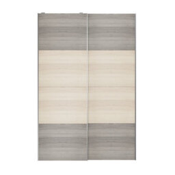 GoodHome Atomia Contemporary Panelled Without Mirror Doors Grey & Natural Grey Oak Effect 2 Door Sliding Wardrobe Door Kit (H)2250mm (W)1500mm - thumbnail 1