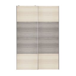 GoodHome Atomia Contemporary Panelled Without Mirror Doors Grey & Natural Grey Oak Effect 2 Door Sliding Wardrobe Door Kit (H)2250mm (W)1500mm - thumbnail 3