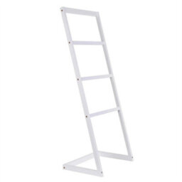 White Bamboo Freestanding Towel Rack Drying Stand & Holder With 4 Clothes Rails