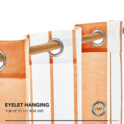 Deconovo Voile Curtains Semi Transparent Soft Decorative Striped Yarn-Dyed Sheer Curtains Eyelet, Orange 55 X 72 Inch 2 Panels - thumbnail 5
