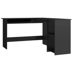 Vidaxl L-Shaped Corner Desk High Gloss Black 120X140X75 Cm Engineered Wood Corner Desks - thumbnail 2