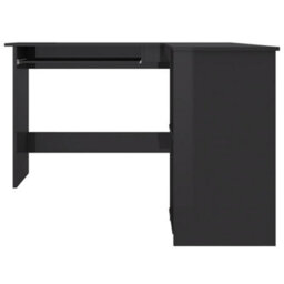 Vidaxl L-Shaped Corner Desk High Gloss Black 120X140X75 Cm Engineered Wood Corner Desks - thumbnail 4