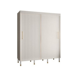 Arte Calipso Wave I Contemporary 2 Sliding Door Wardrobe Gold Handles 9 Shelves 2 Hanging Rails White (H)2080mm (W)1800mm (D)620mm - thumbnail 2