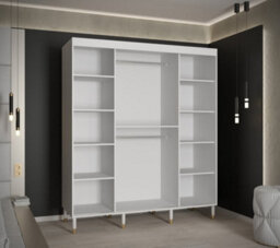 Arte Calipso Wave I Contemporary 2 Sliding Door Wardrobe Gold Handles 9 Shelves 2 Hanging Rails White (H)2080mm (W)1800mm (D)620mm - thumbnail 3