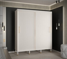 Arte Calipso Wave I Contemporary 2 Sliding Door Wardrobe Gold Handles 9 Shelves 2 Hanging Rails White (H)2080mm (W)1800mm (D)620mm - thumbnail 1