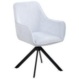Beliani Dining Chair Swivel Mornas Faux Linen Light Blue