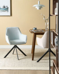 Beliani Dining Chair Swivel Mornas Faux Linen Light Blue - thumbnail 2