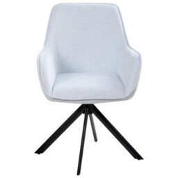 Beliani Dining Chair Swivel Mornas Faux Linen Light Blue - thumbnail 5