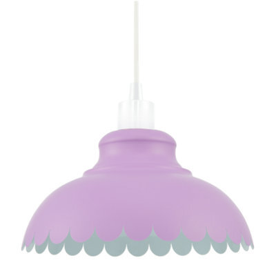 Happy Homewares Industrial And Modern Petal Design Soft Lilac Metal Ceiling Pendant Light Shade - image 1