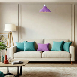 Happy Homewares Industrial And Modern Petal Design Soft Lilac Metal Ceiling Pendant Light Shade - thumbnail 6