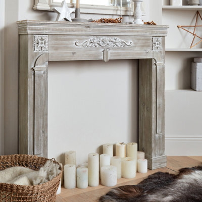 Sweeek - Decorative Fireplace Surround Romance Limed Wood 104X17X100 Cm - image 1