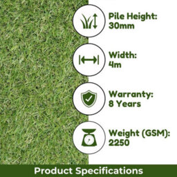 "Madidi 30mm Artificial Grass, Plush Outdoor Artificial Grass, Pet-Friendly Outdoor Artificial Grass-2M(6'6"") X 4M(13'1"")-8M²" - thumbnail 4