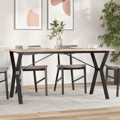 Walplus Dining Table Y-Frame 160X80X75 Cm Solid Wood Pine And Steel - image 1