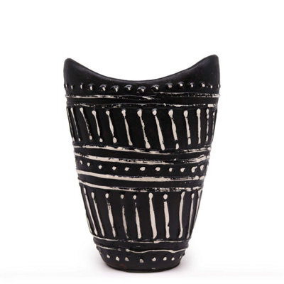Chocolate Swirl Shaped Terracotta Vase From Lombok - Handcrafted Decor - image 1