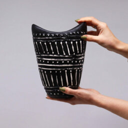 Chocolate Swirl Shaped Terracotta Vase From Lombok - Handcrafted Decor - thumbnail 4