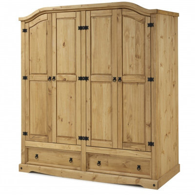 Mercers Furniture Corona 4 Door 2 Drawer Wardrobe Solid Pine With Mexican Styling - image 1