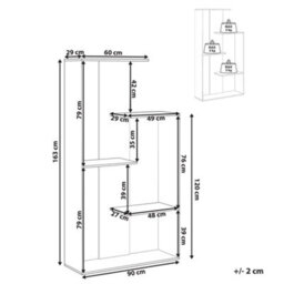 Wyld and Coco Auracasa 3-Tier Bookcase, Light Brown Open-Back, Irregular Design - 60 X 29 X 163 Cm - thumbnail 4